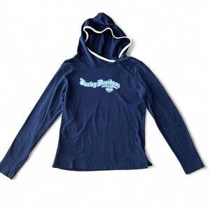 Y2K ‘05 Harley-Davidson Hooded Long-sleeve, Size Large